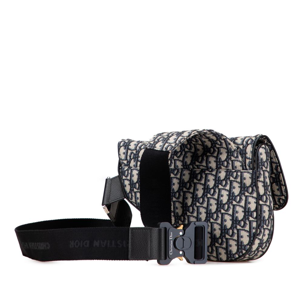 Christian Dior AB Dior Blue Canvas Fabric Oblique Saddle Crossbody Italy