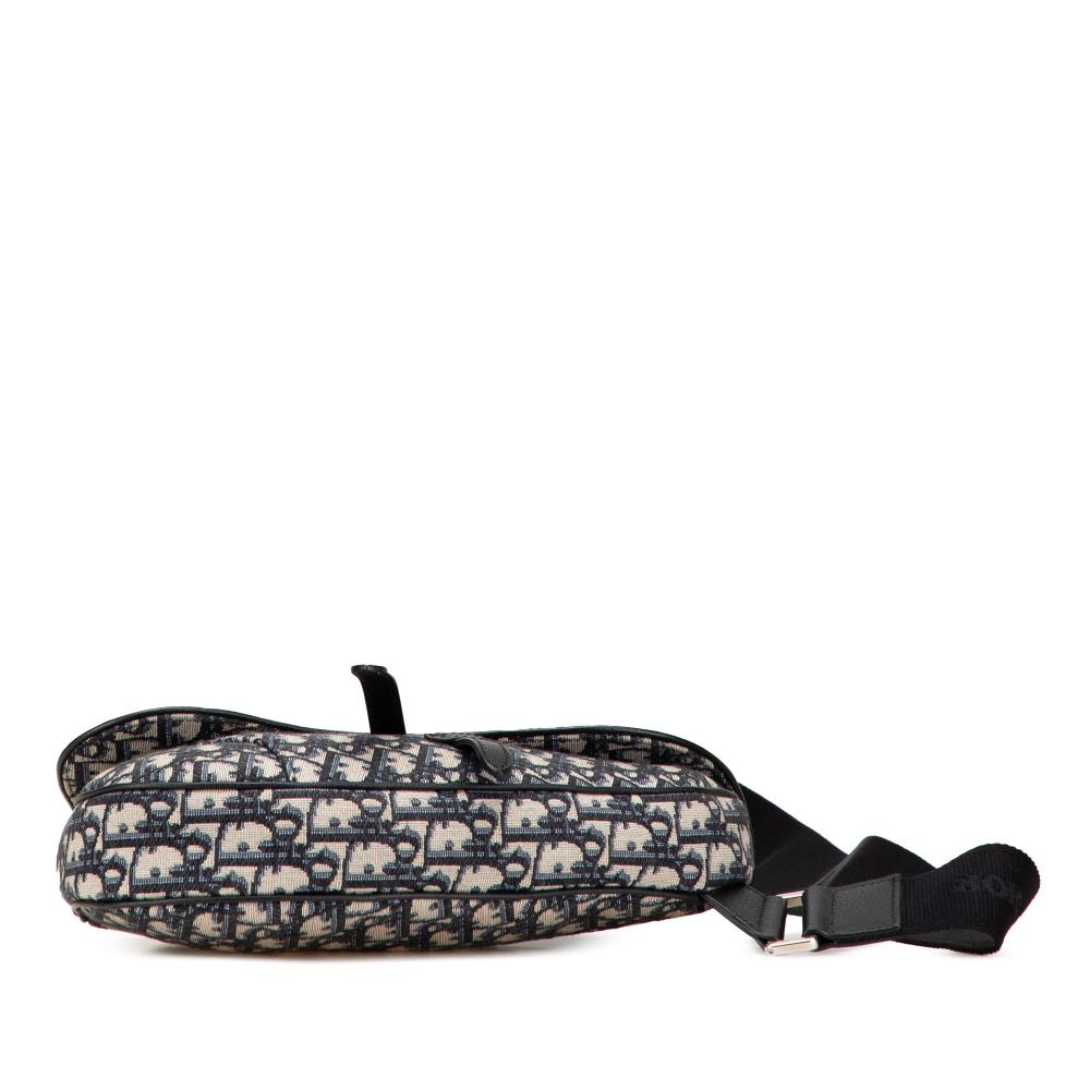 Christian Dior AB Dior Blue Canvas Fabric Oblique Saddle Crossbody Italy