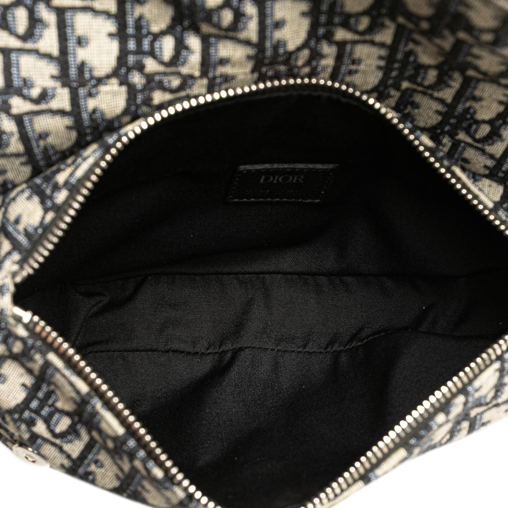 Christian Dior AB Dior Blue Canvas Fabric Oblique Saddle Crossbody Italy