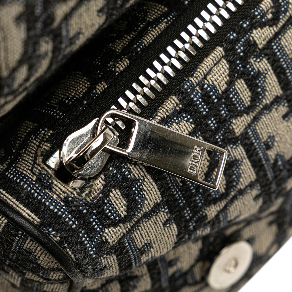 Christian Dior AB Dior Blue Canvas Fabric Oblique Saddle Crossbody Italy
