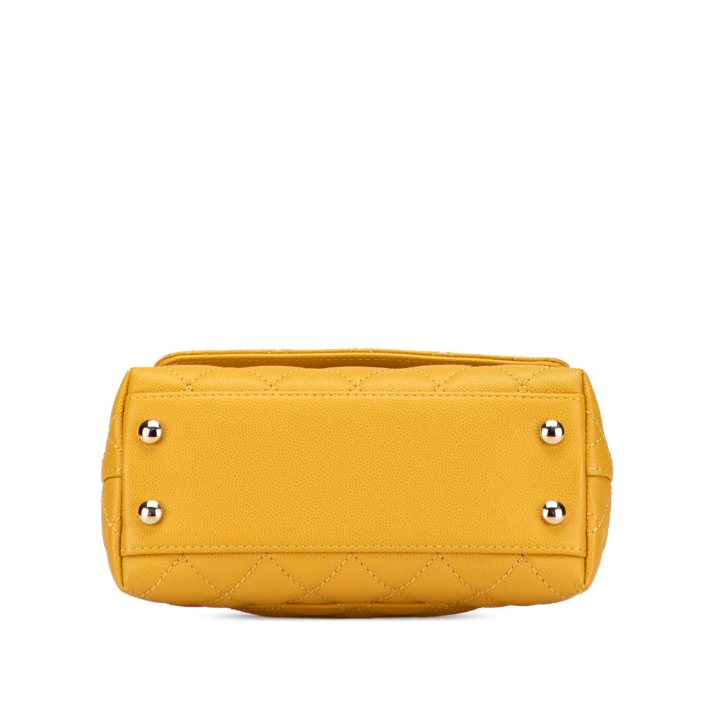 Chanel B Chanel Yellow Mustard Caviar Leather Leather Extra Mini Quilted Caviar Coco Top Handle Bag Italy