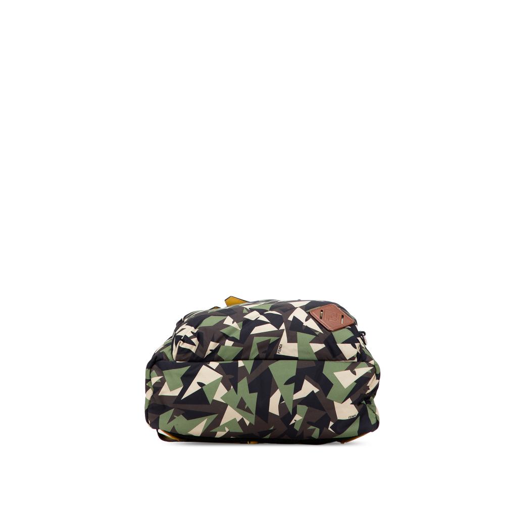 Fendi AB Fendi Black with Green Nylon Fabric Camouflage Print Bugs Backpack Italy
