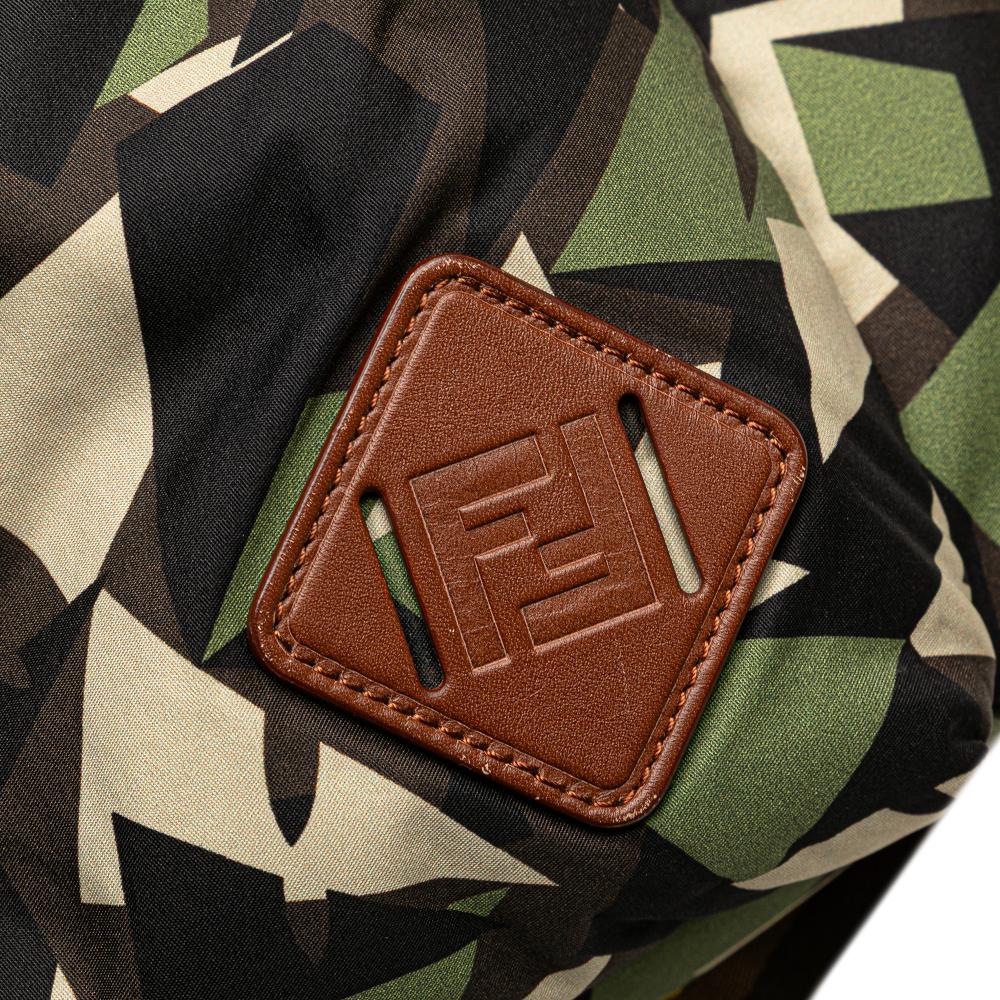 Fendi AB Fendi Black with Green Nylon Fabric Camouflage Print Bugs Backpack Italy