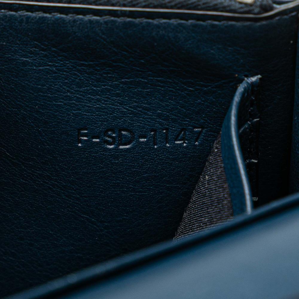 Celine B Celine Red Dark Red with Blue Navy Calf Leather Frame Wallet on Chain Italy