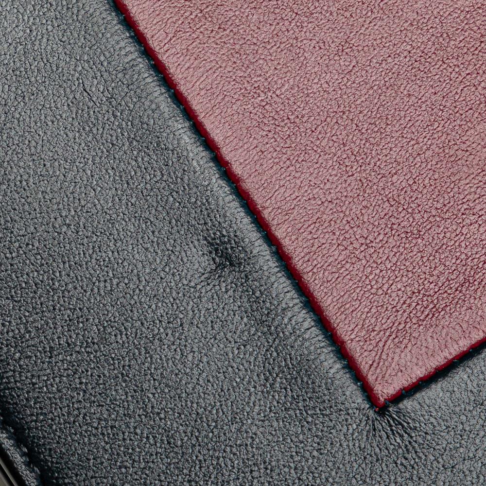 Celine B Celine Red Dark Red with Blue Navy Calf Leather Frame Wallet on Chain Italy