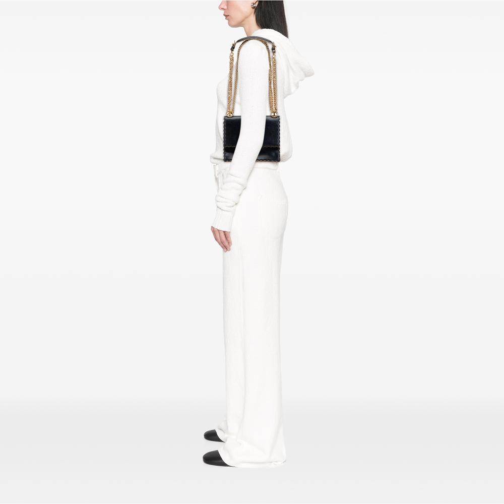 Fendi B Fendi Black Calf Leather Small Scalloped Kan I Crossbody Italy