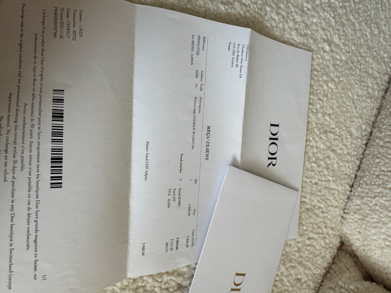 Christian Dior Saddle M canvas