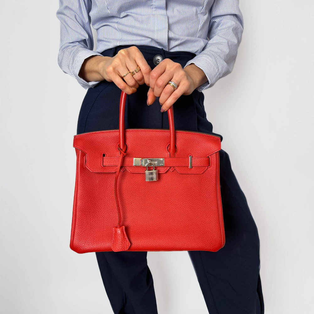 Hermès Birkin 30 Togo Leather Top-handle Bag Rouge Garance
