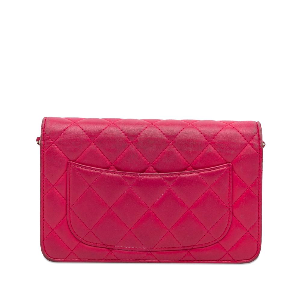 Chanel B Chanel Pink Hot Pink Lambskin Leather Leather Classic Lambskin Wallet on Chain Italy