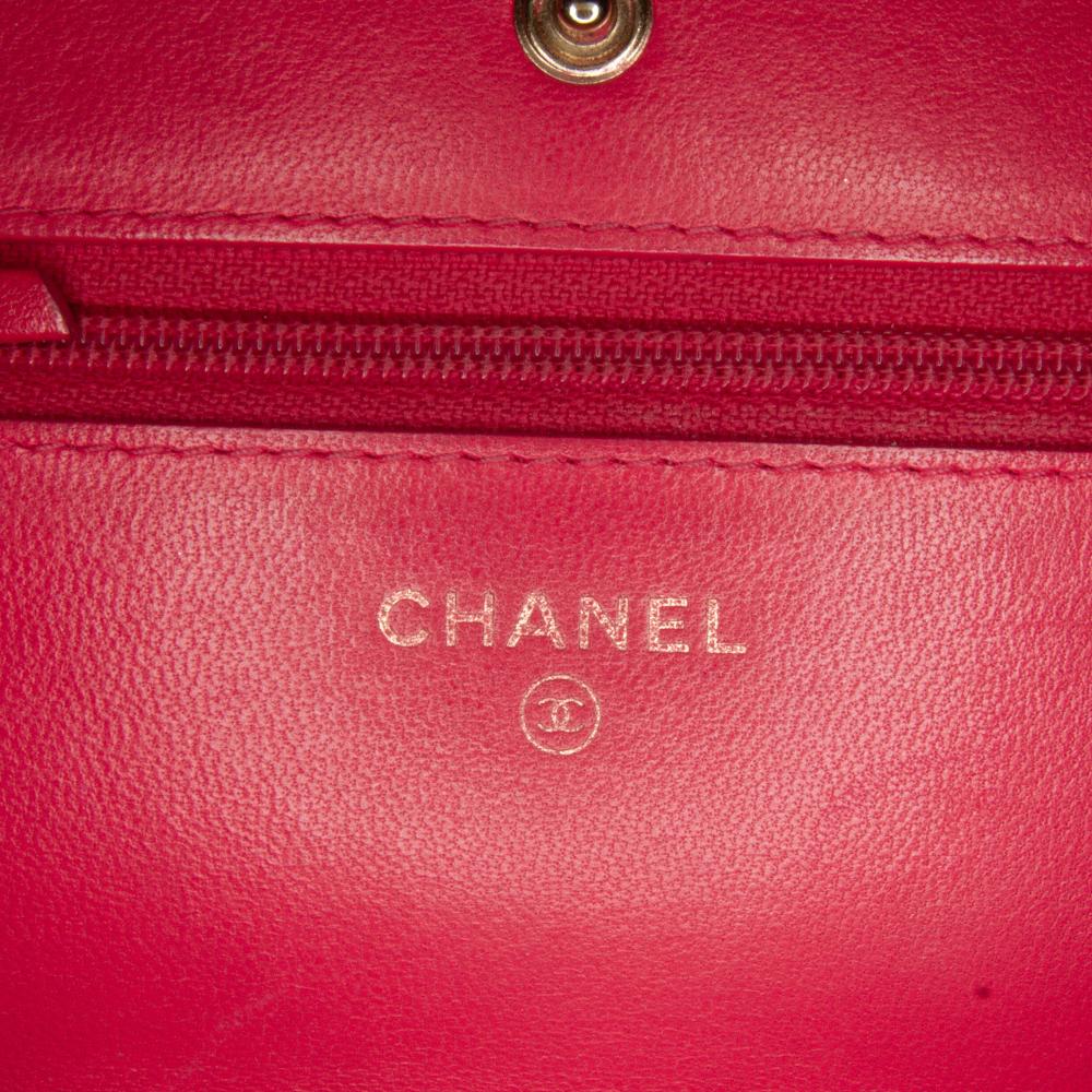 Chanel B Chanel Pink Hot Pink Lambskin Leather Leather Classic Lambskin Wallet on Chain Italy