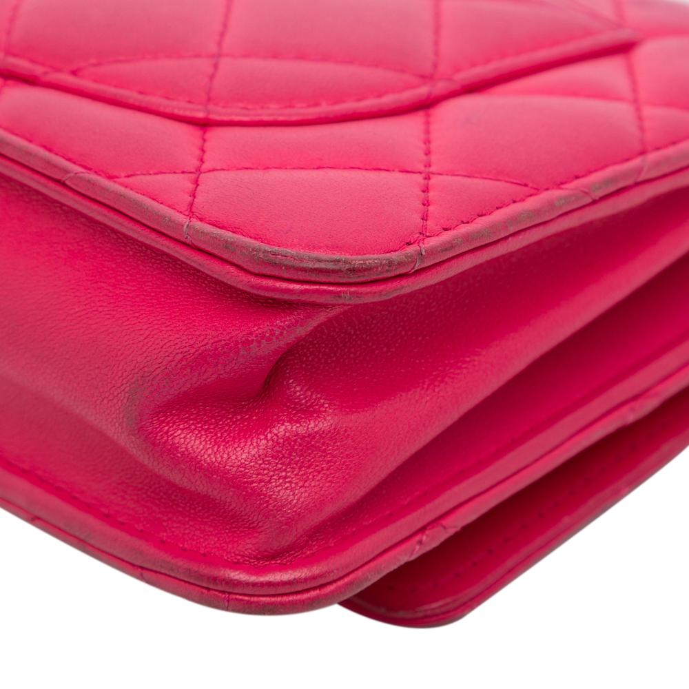 Chanel B Chanel Pink Hot Pink Lambskin Leather Leather Classic Lambskin Wallet on Chain Italy
