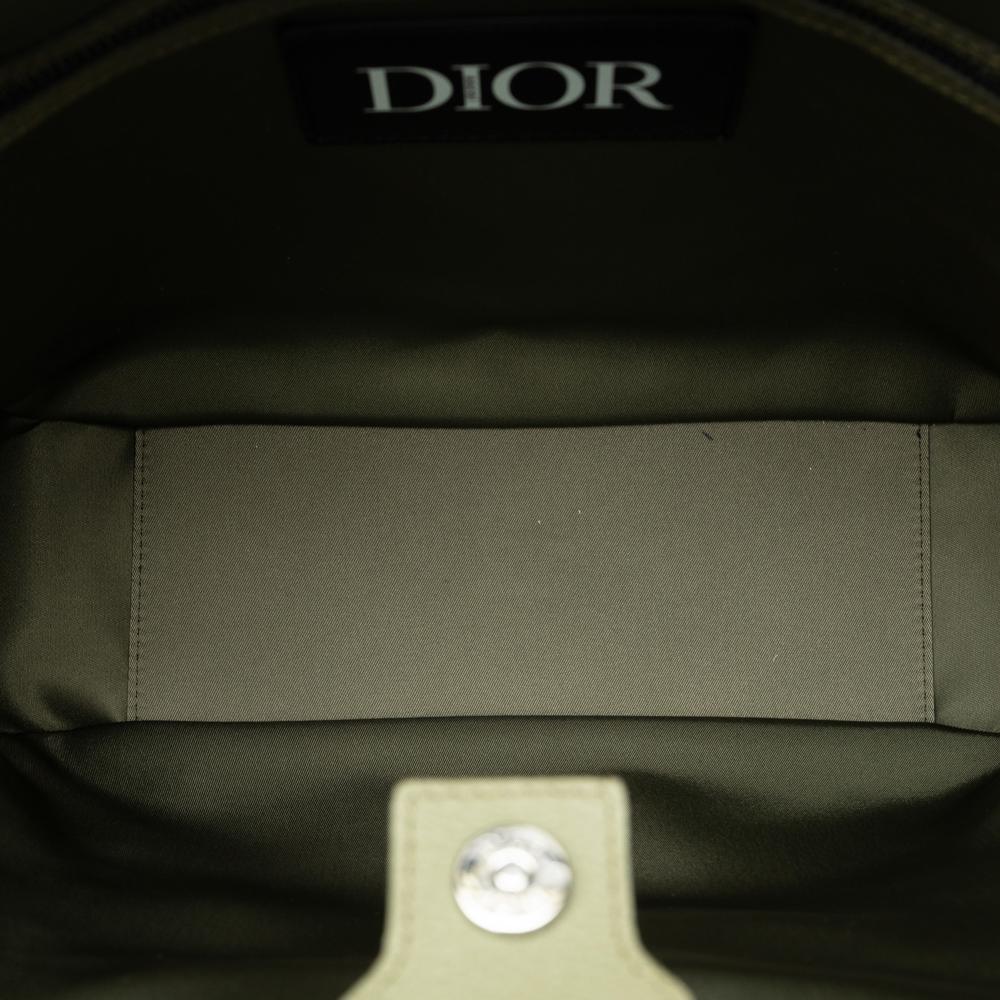 Christian Dior AB Dior Green Dark Green Nylon Fabric x Sacai Saddle Tote Italy