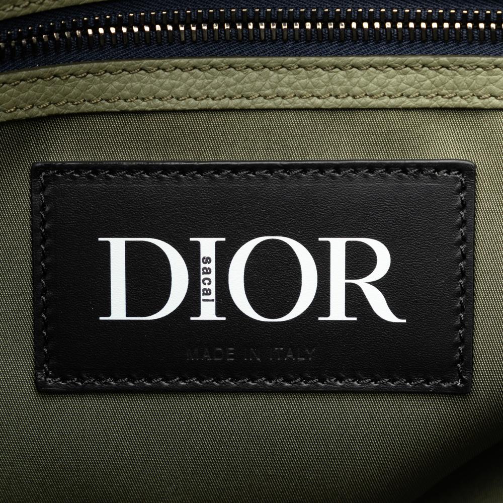 Christian Dior AB Dior Green Dark Green Nylon Fabric x Sacai Saddle Tote Italy