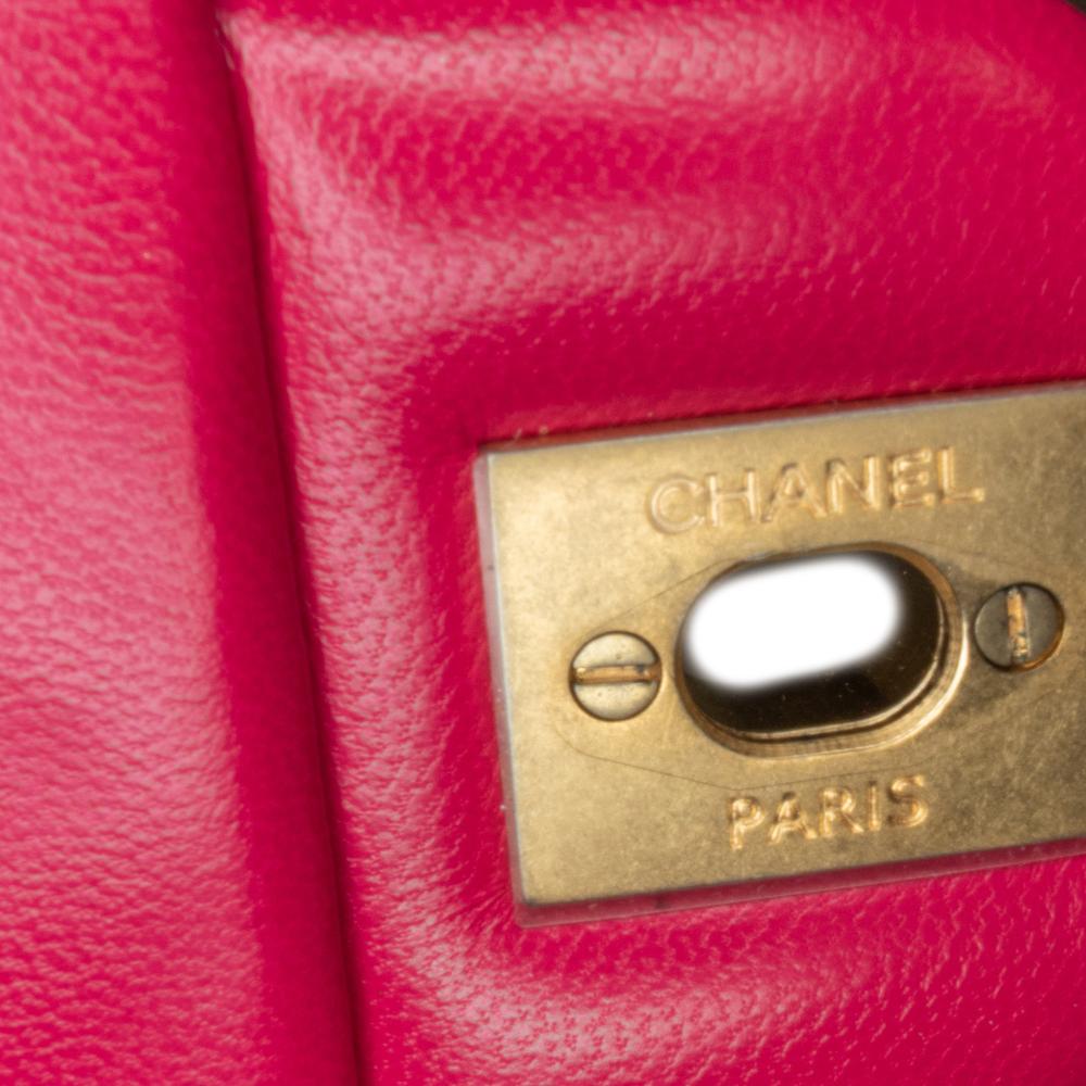 Chanel Pink Mini Square Classic Lambskin Pearl Crush Single Flap Italy