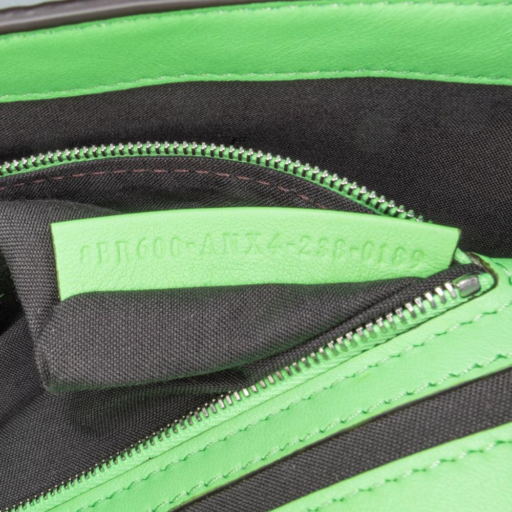 Fendi B Fendi Green Light Green Calf Leather Zucca Embossed Stitched Baguette Satchel Italy