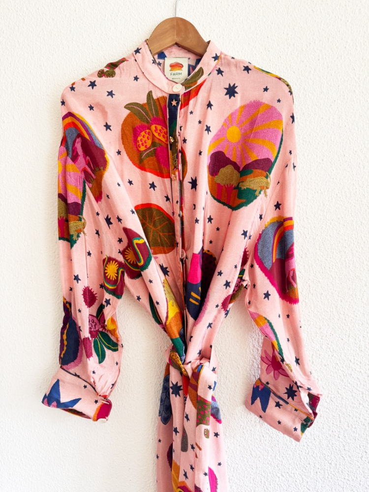 Farm Rio Silk blend shirt dress