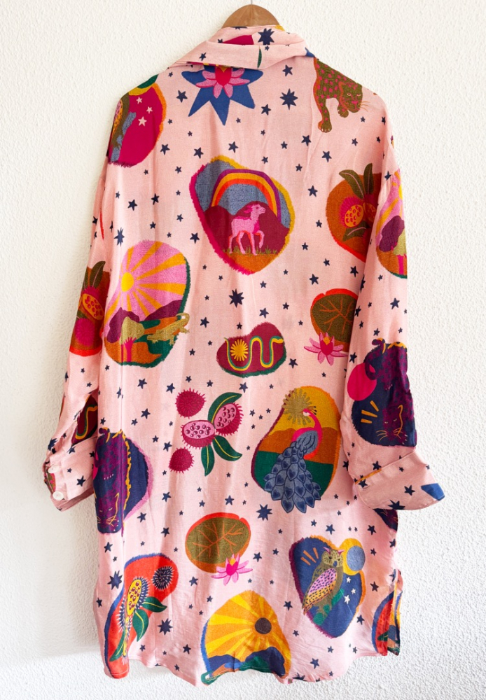 Farm Rio Silk blend shirt dress