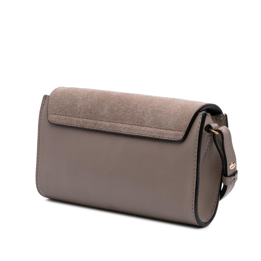 Chloé B Chloé Brown Taupe Calf Leather Mini skin and Suede Faye Chain Crossbody Italy