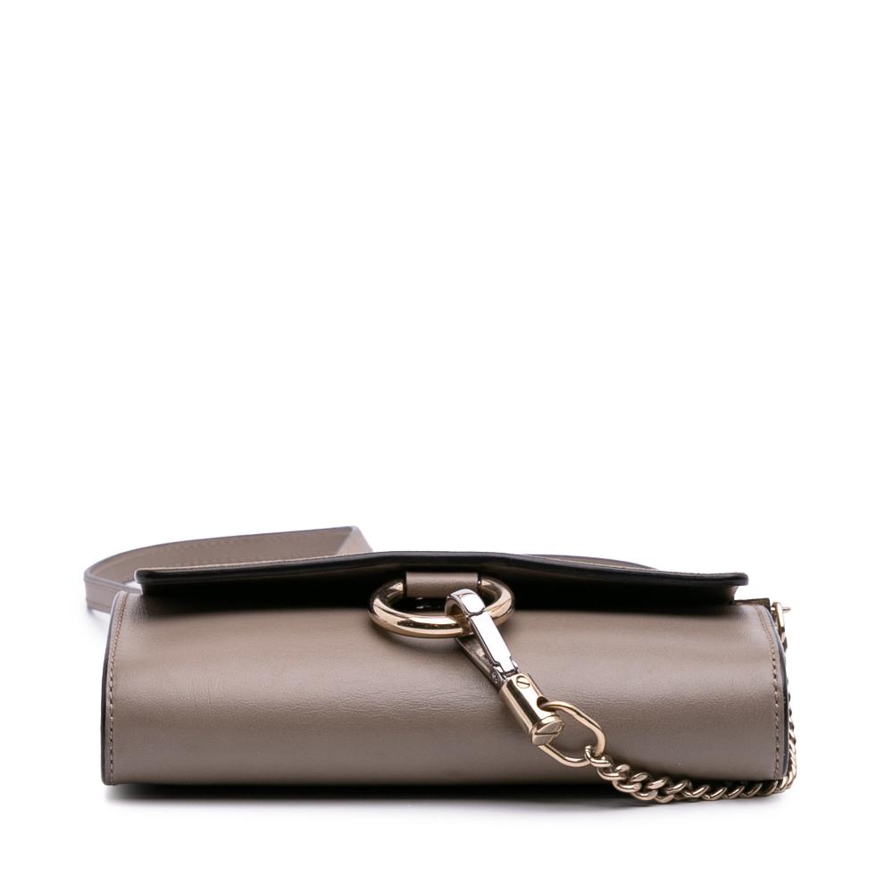 Chloé B Chloé Brown Taupe Calf Leather Mini skin and Suede Faye Chain Crossbody Italy