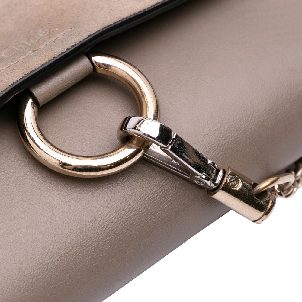 Chloé B Chloé Brown Taupe Calf Leather Mini skin and Suede Faye Chain Crossbody Italy