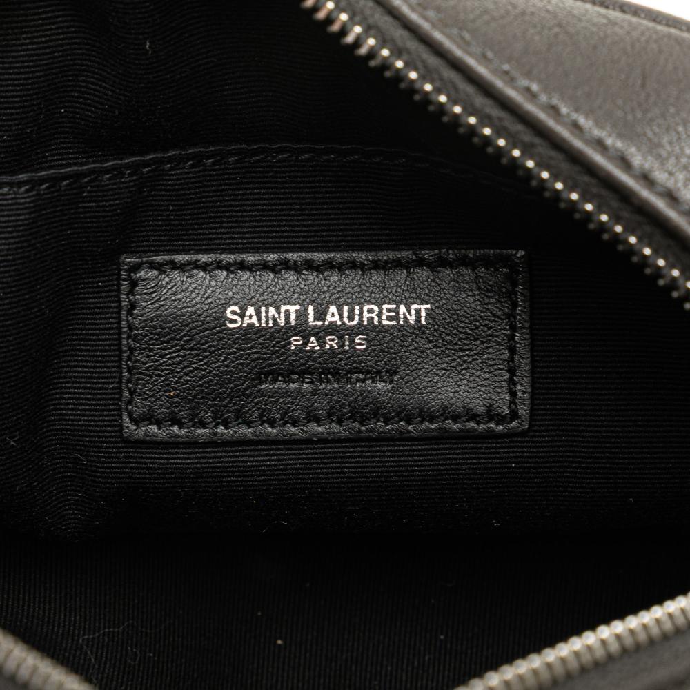 Saint Laurent B Saint Laurent Gray Dark Gray Lambskin Leather Leather Lambskin Monogram Lou Belt Bag Italy