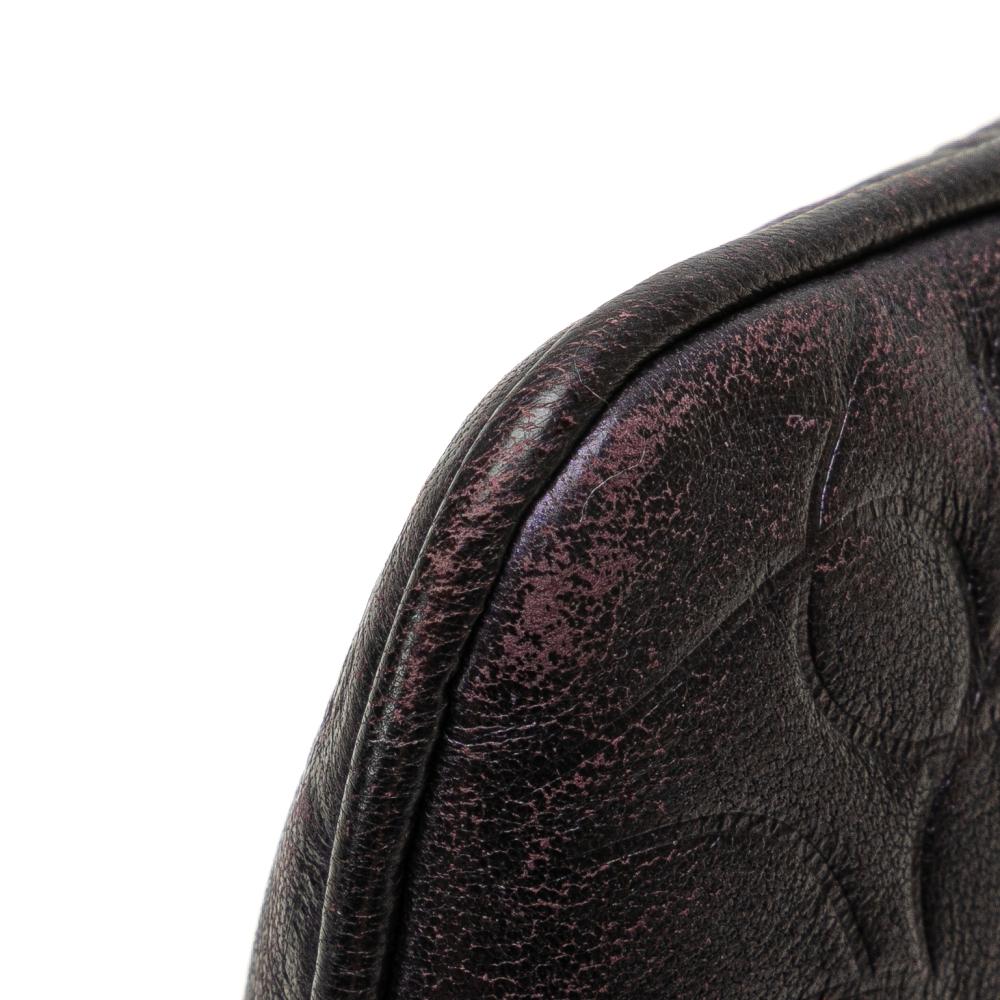 Chanel B Chanel Purple Plum Lambskin Leather Leather Embossed Lambskin Camellia Chain Pochette Italy