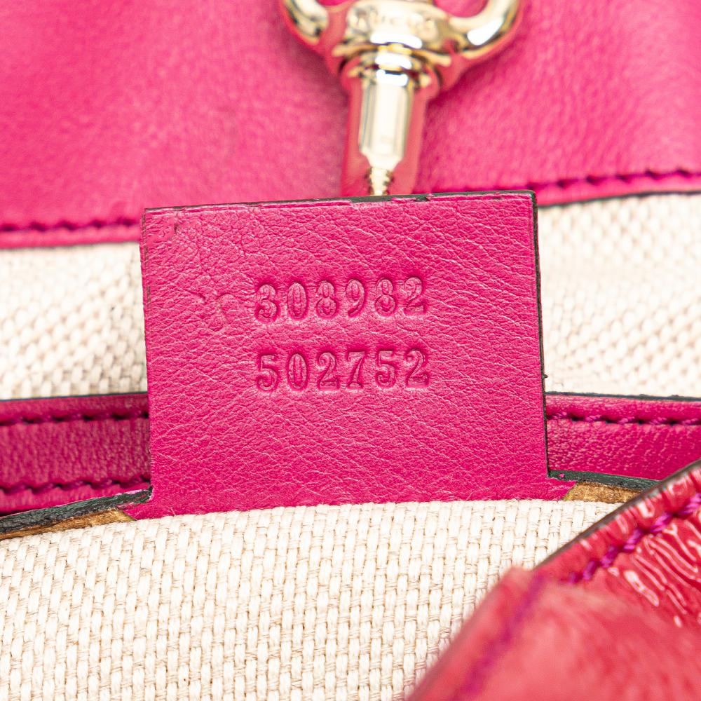 Gucci AB Gucci Pink Dark Pink Patent Leather Leather Medium Patent Soho Chain Tote Italy