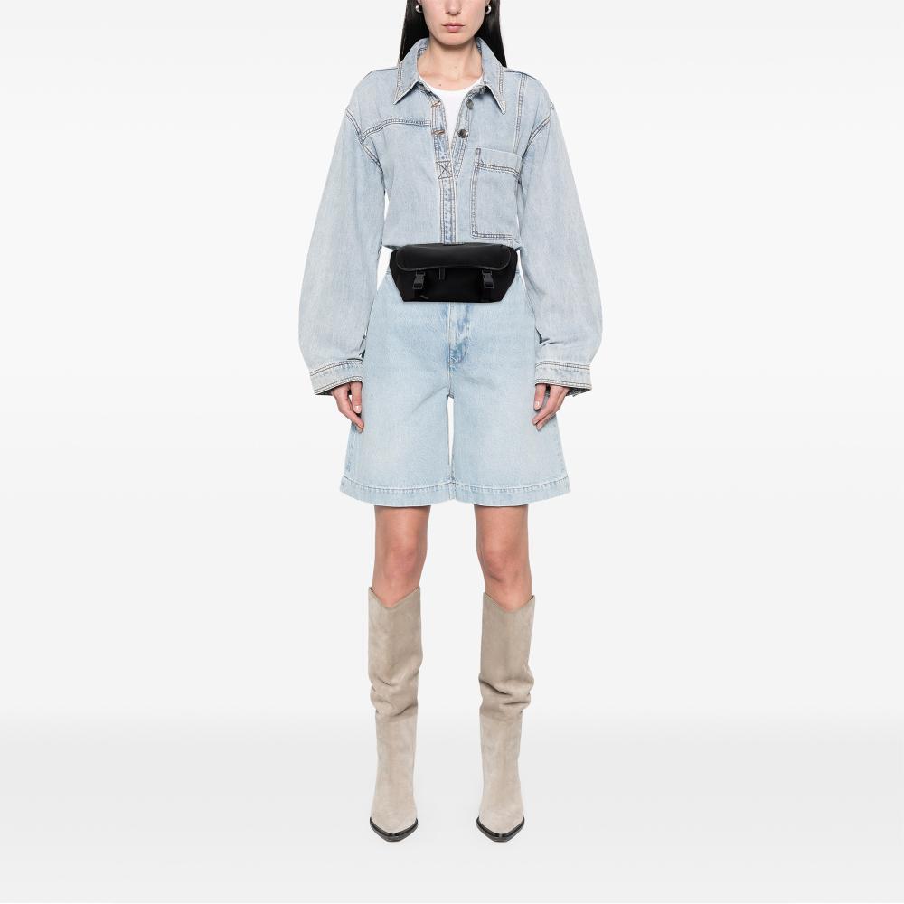 Gucci B Gucci Black Canvas Fabric Techno Web Belt Bag Italy