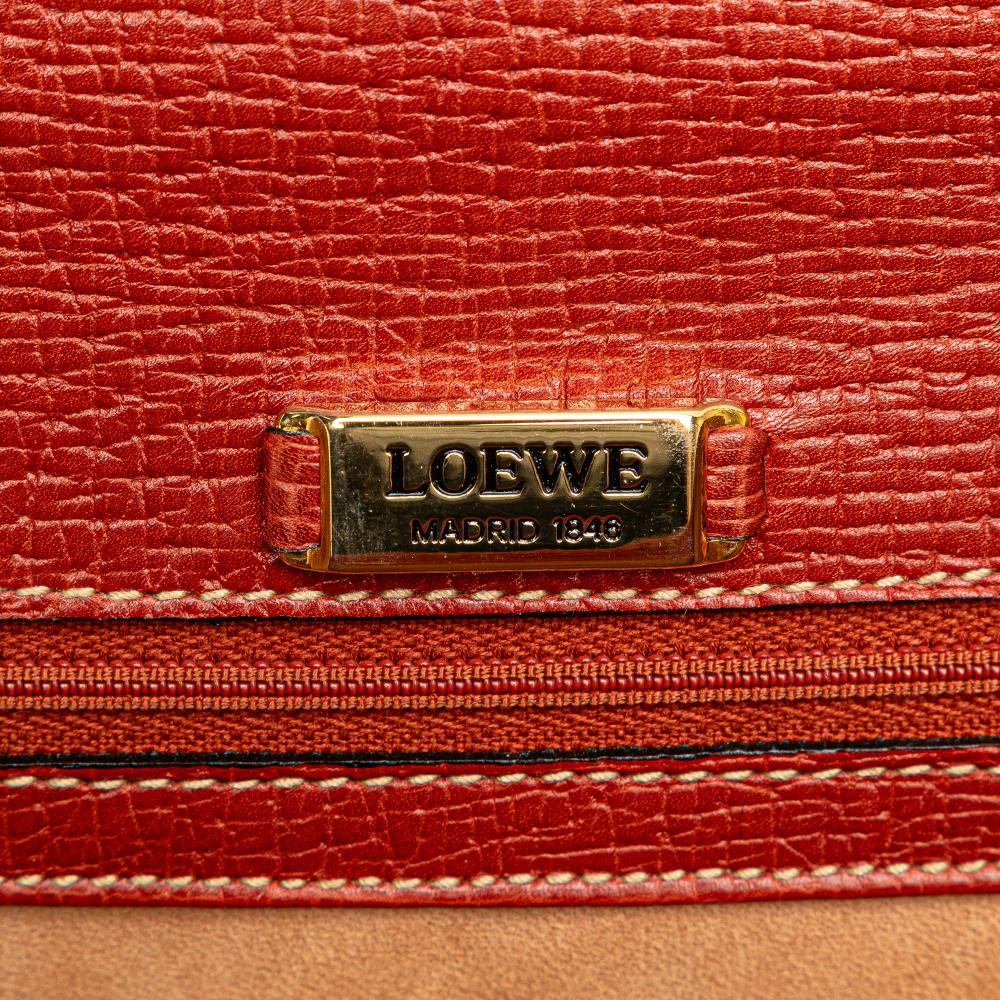 Loewe B LOEWE Red Calf Leather Textured Barcelona Handbag Italy