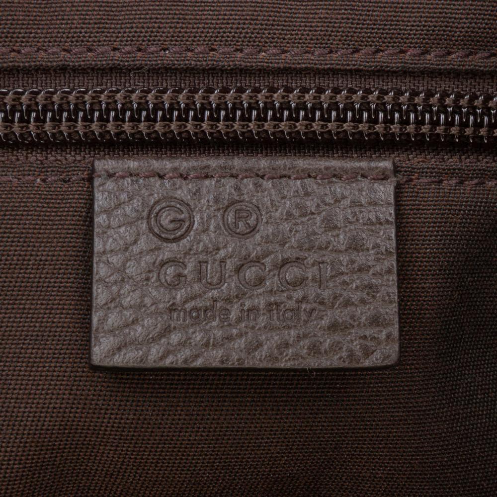 Gucci B Gucci Brown Beige Coated Canvas Fabric GG Crystal Flat Messenger Bag Italy