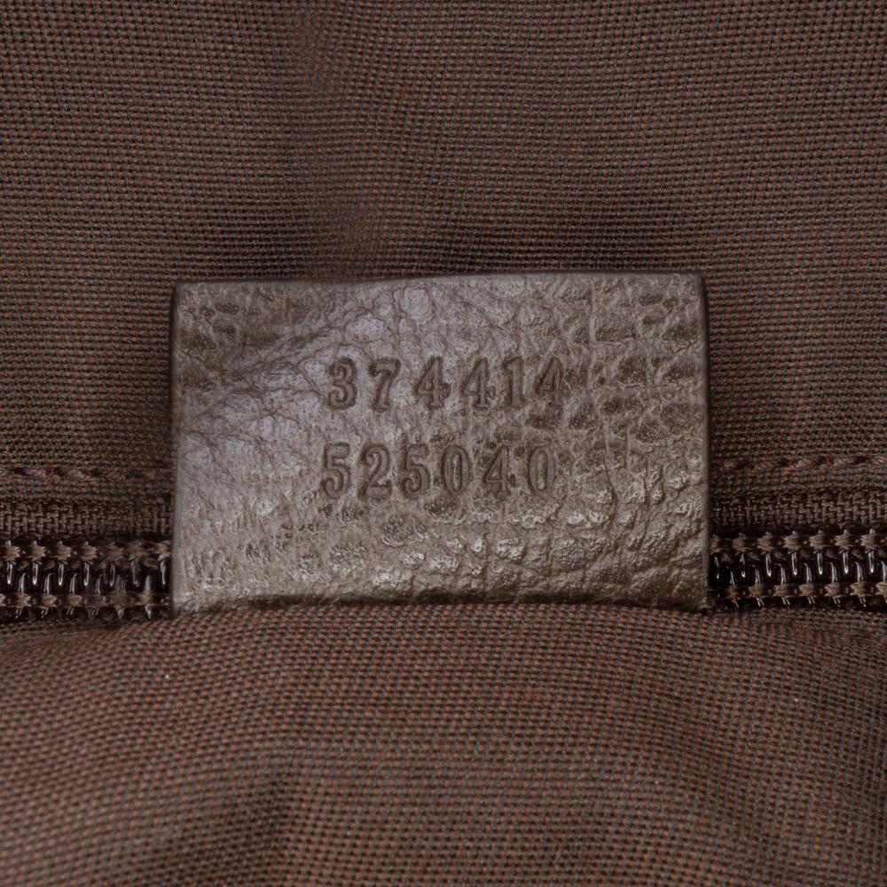 Gucci B Gucci Brown Beige Coated Canvas Fabric GG Crystal Flat Messenger Bag Italy