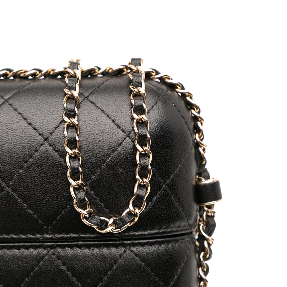Chanel AB Chanel Black Lambskin Leather Leather CC Quilted Lambskin Chain Around Phone Holder Italy