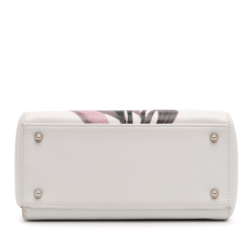 Christian Dior B Dior White Goatskin Leather Medium Deerskin Floral Printed Lady Dior Italy