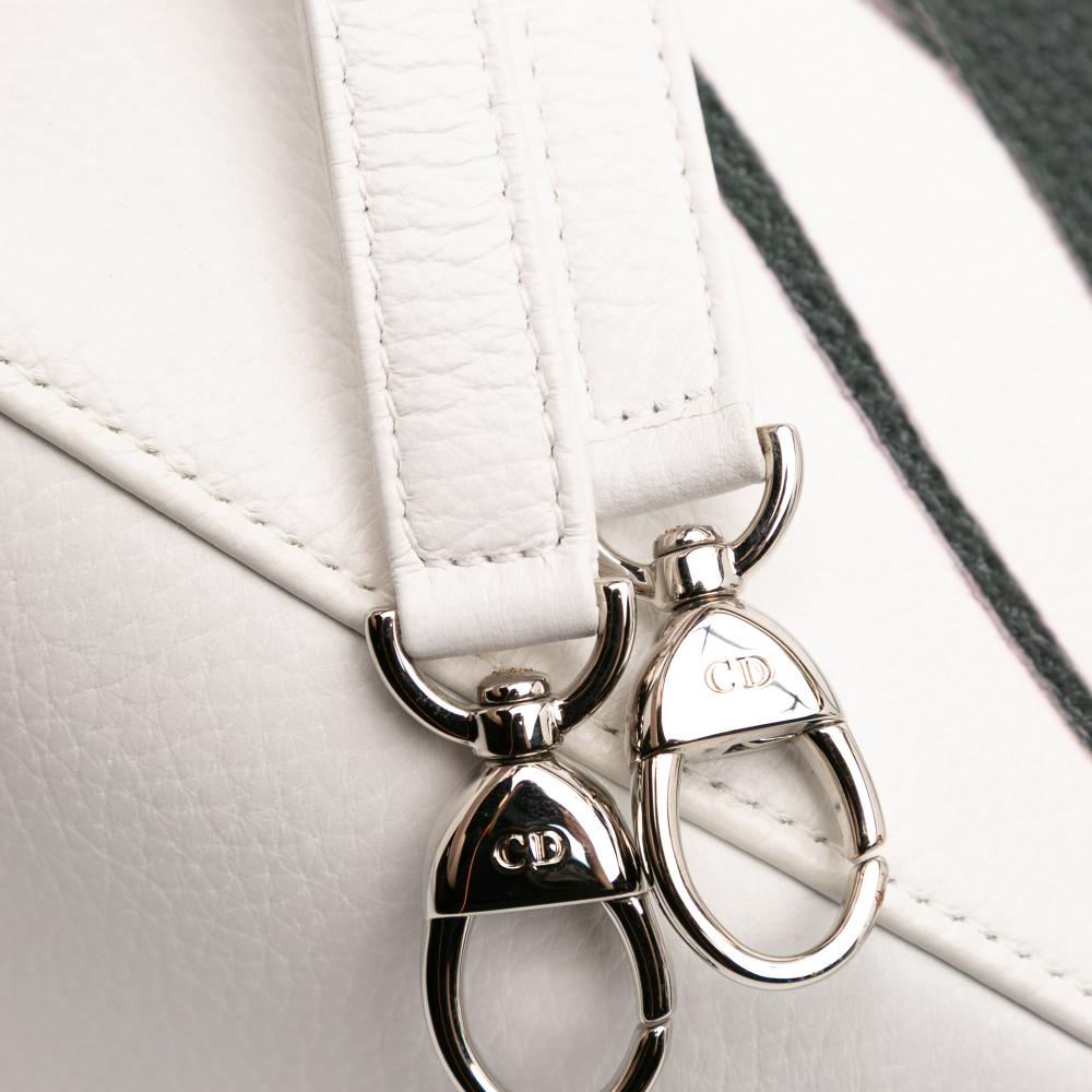 Christian Dior B Dior White Goatskin Leather Medium Deerskin Floral Printed Lady Dior Italy