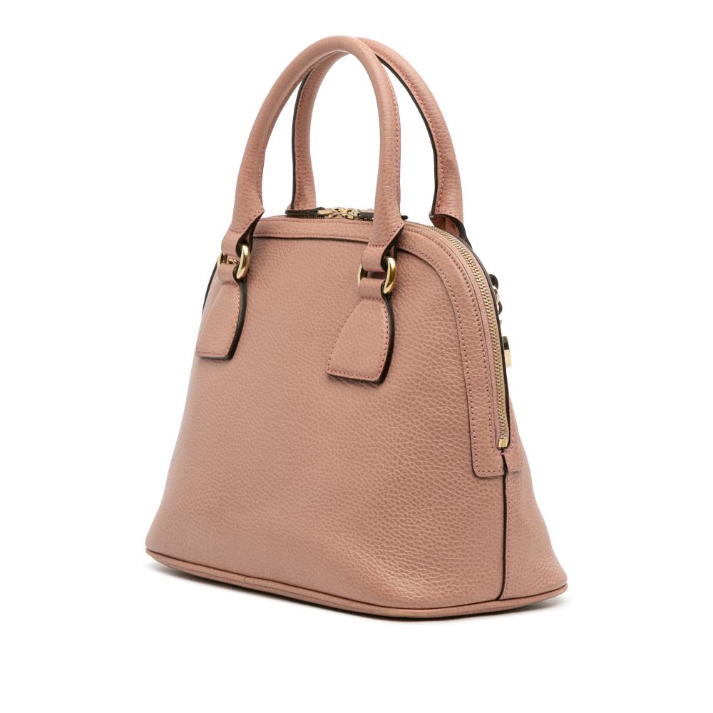 Gucci B Gucci Pink Salmon Calf Leather Small Dollar skin GG Charm Dome Satchel Italy