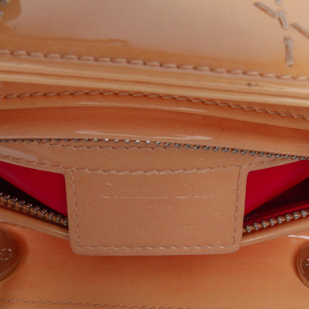 Christian Dior B Dior Orange Light Orange Patent Leather Leather Medium Ombre Patent Cannage Lady Dior Italy