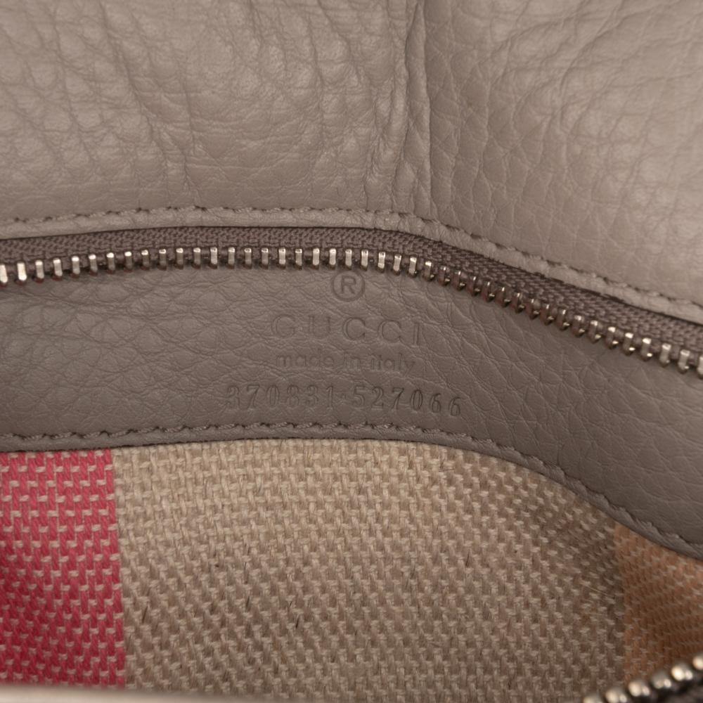 Gucci B Gucci Brown Taupe Calf Leather Small Bamboo Daily Satchel Italy