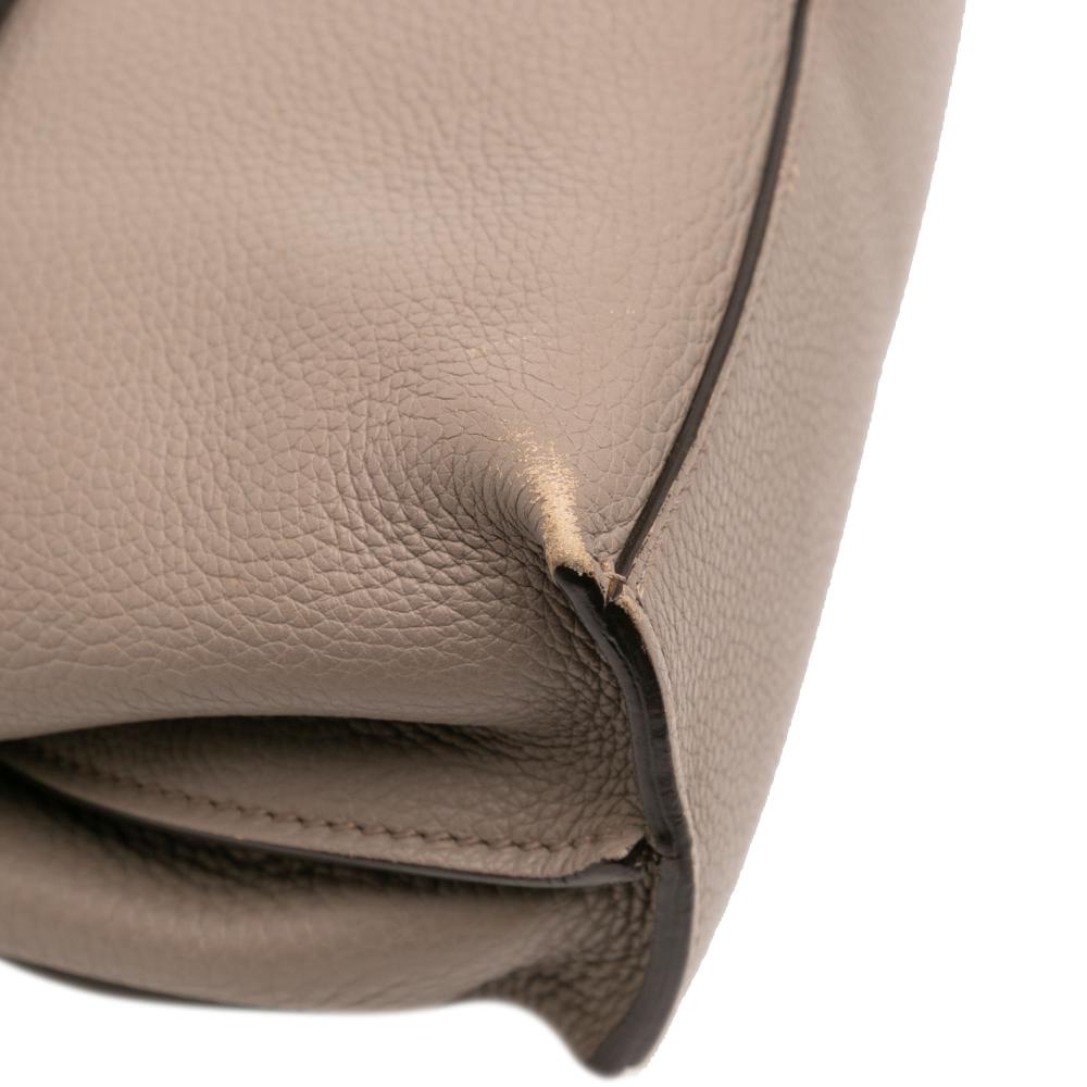 Gucci B Gucci Brown Taupe Calf Leather Small Bamboo Daily Satchel Italy