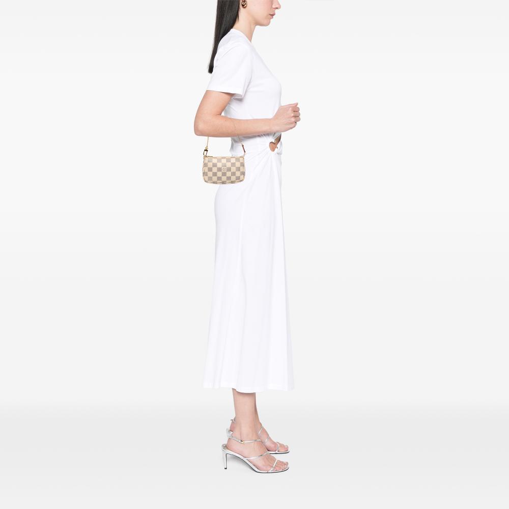 Louis Vuitton B Louis Vuitton White Damier Canvas Canvas Damier Azur Mini Pochette Accessoires France