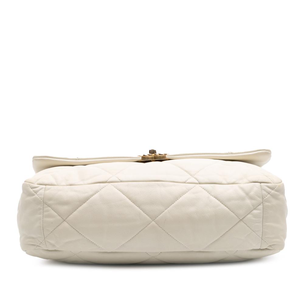 Chanel B Chanel White Off White Lambskin Leather Leather Maxi Lambskin 19 Flap Italy