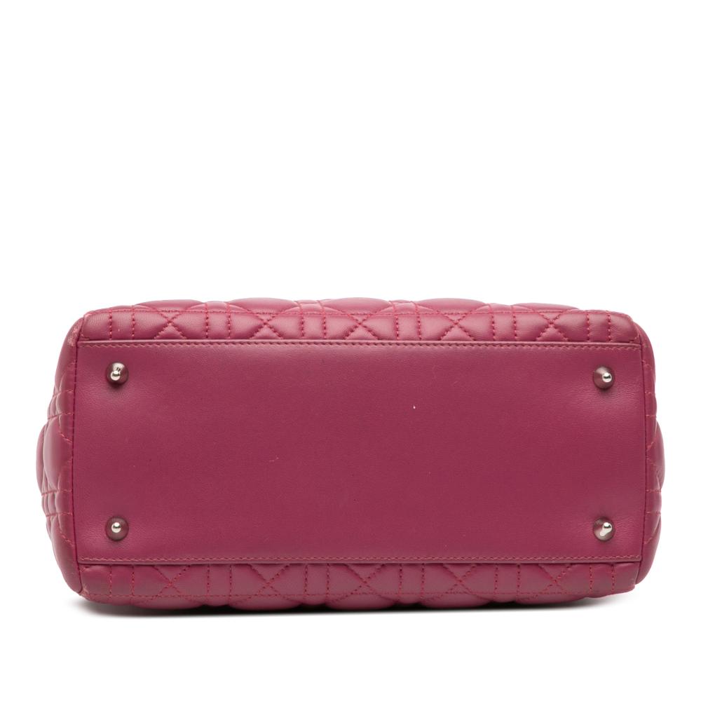 Christian Dior B Dior Purple Magenta Lambskin Leather Leather Medium Lambskin Cannage Lady Dior Italy