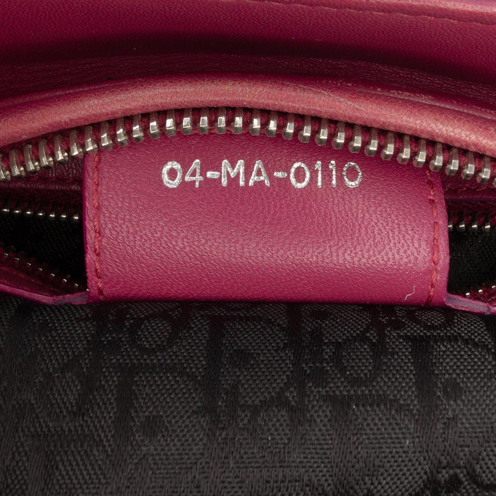 Christian Dior B Dior Purple Magenta Lambskin Leather Leather Medium Lambskin Cannage Lady Dior Italy
