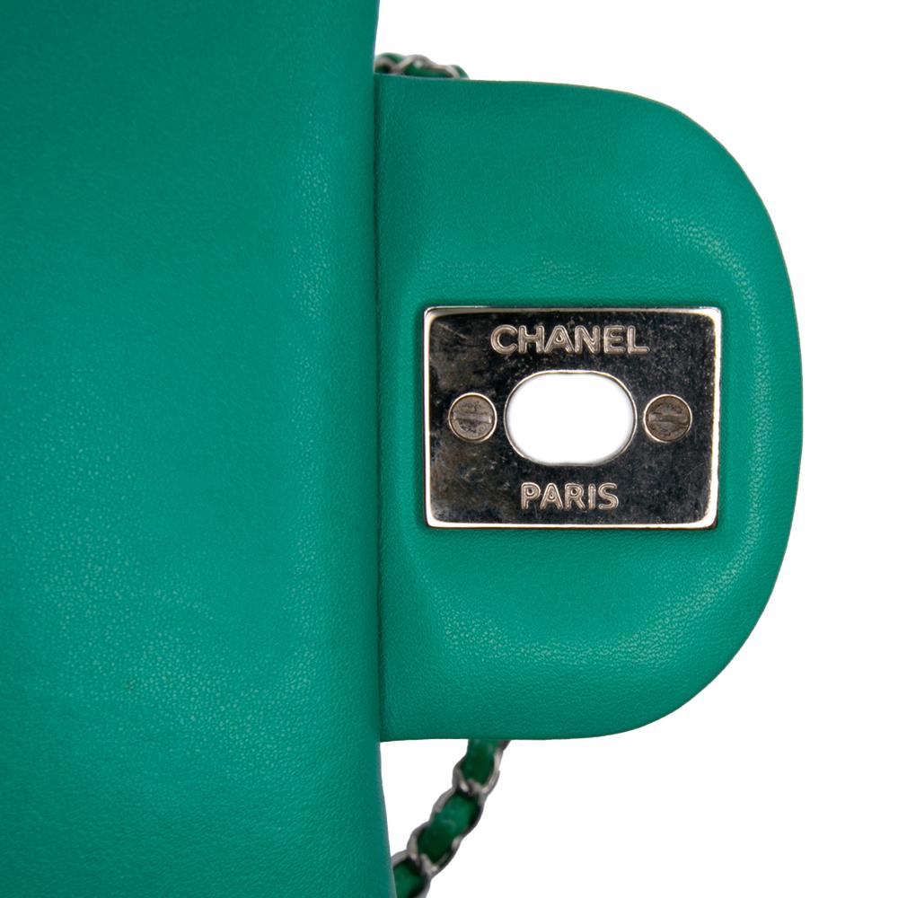 Chanel B Chanel Green Patent Leather Leather Mini Square Classic Patent Single Flap Italy