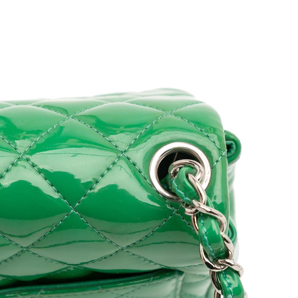 Chanel B Chanel Green Patent Leather Leather Mini Square Classic Patent Single Flap Italy