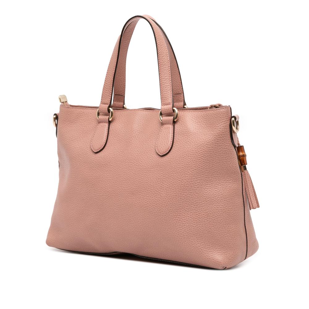 Gucci B Gucci Pink Light Pink Calf Leather Bamboo Tassel Satchel Italy