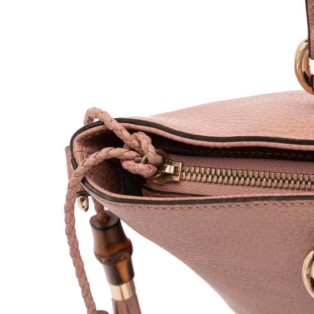 Gucci B Gucci Pink Light Pink Calf Leather Bamboo Tassel Satchel Italy