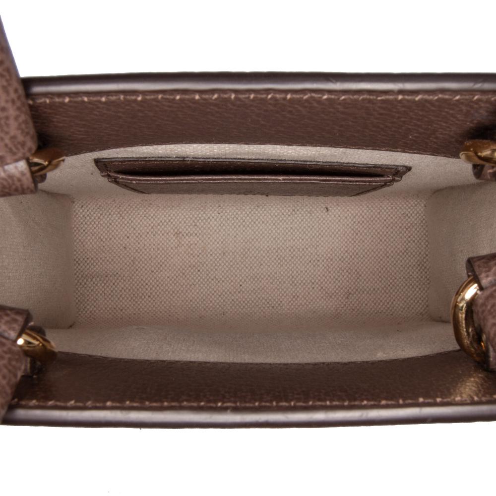 Gucci AB Gucci Brown Beige Coated Canvas Fabric Mini GG Supreme Ophidia Web Satchel Italy