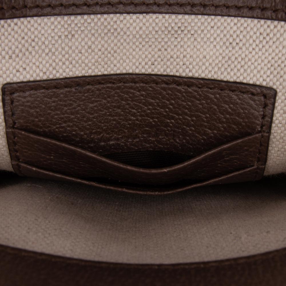 Gucci AB Gucci Brown Beige Coated Canvas Fabric Mini GG Supreme Ophidia Web Satchel Italy