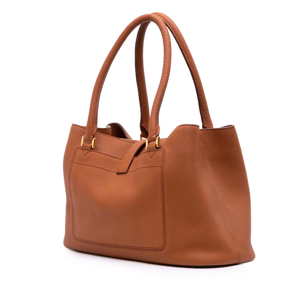 Loro Piana AB Loro Piana Brown Calf Leather Grained skin Bellevue Odessa Tote Italy