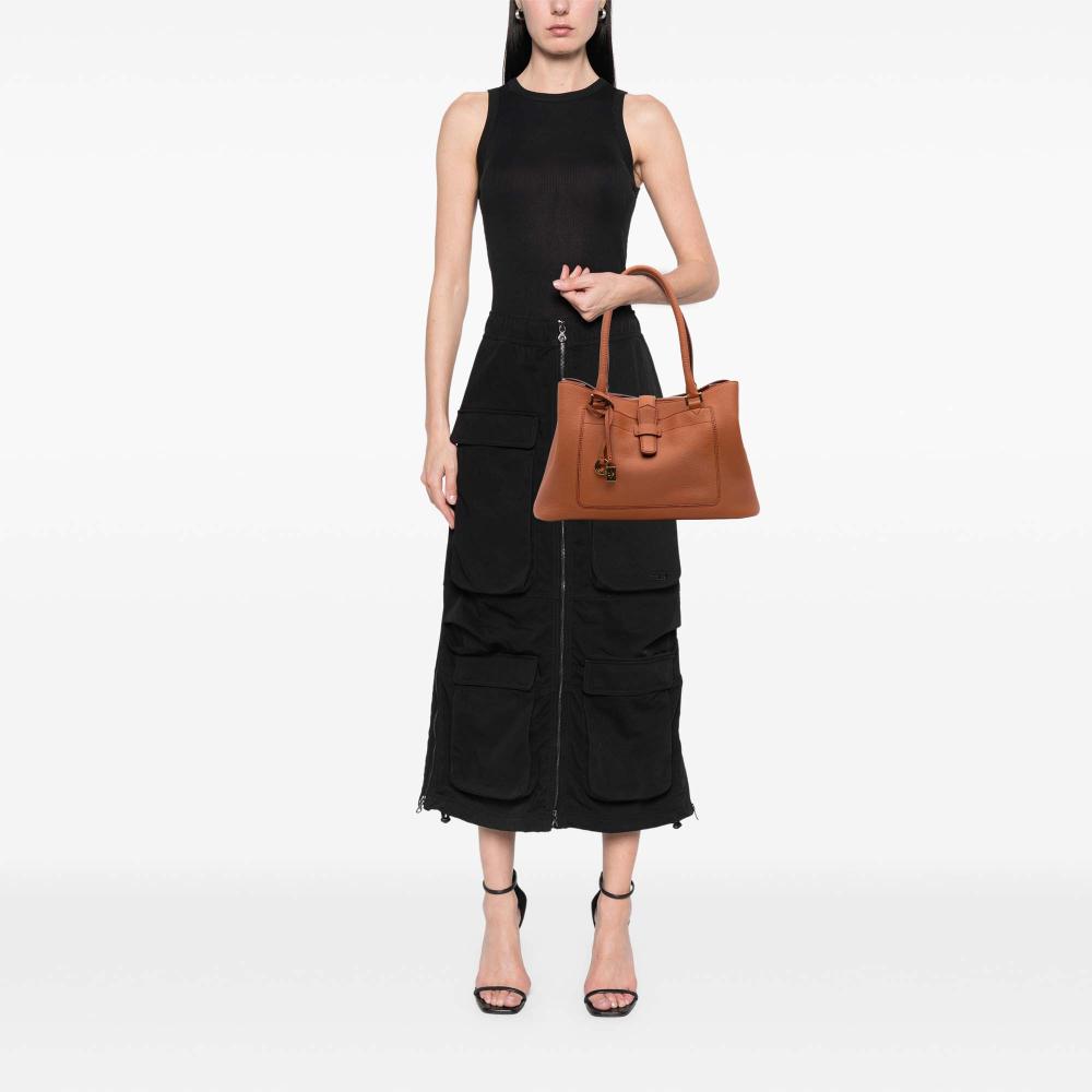 Loro Piana AB Loro Piana Brown Calf Leather Grained skin Bellevue Odessa Tote Italy